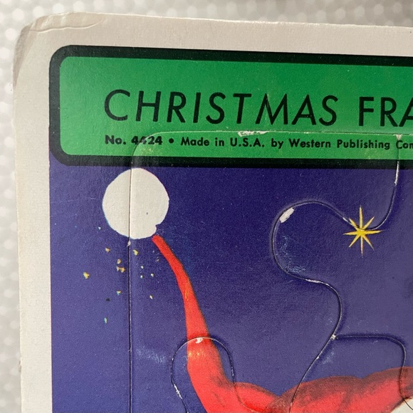 Vintage Christmas Frame Tray Puzzle Santa Reindeer Western Publishing MCM #4424 - Picture 13 of 16